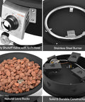 19 Inch Portable Propane Fire Pit With 58,000 BTU Auto Ignition Smokeless Gas Firebowl with safety shutoff valve and lava rocks