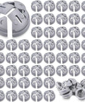 No Fuss 120 Gray Push In Wire Connectors For Nonmetallic Cable Wiring 3/8 To 1/2 Inch in a group of gray nylon plugs.