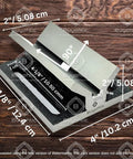 Boss Level SGI V Block Jig Fixture For Center Drilling Round Workpieces Up To Two Inch Capacity Built Tough From Solid Iron with measurements.