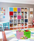Room with Eight Pack 11 Inch Rainbow Cube Storage Bins for Playroom Kids Room Nursery Closet Organization Durable Fabric Bins