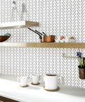 Black And White Peel And Stick Wallpaper Herringbone Geometric Self Adhesive Backsplash For Bathrooms And Walls Dope Look