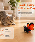 Interactive Butterfly Cat Toy With Smart Sensing For Indoor Cats That Keeps Your Cat Totally Active As Realistic Wings Flap Sensor Activated Motion Triggers Life Like Chasing And Batting For Solo Play While You Handle Tasks, plush ABS 6.5 in