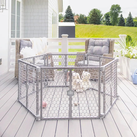 Mega Wide 192 Inch Baby Gate And Play Yard 2 In 1 Gate To Playpen Expands For Open Spaces Great For Babies Toddlers And Pets Gray outdoors