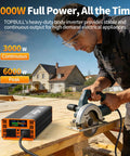 Badass Rock Solid 3000 Watt Power Inverter Transforms 12 Volt Dc To 120 Volt Ac For Cars Trucks And Rvs With Dual Ac Outlets And Quick Charge Usb Ports Smooth Powering On Road Trips, shown powering a circular saw.