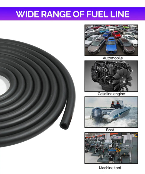Stretchy 9.85 Foot Fuel Hose With One Quarter Inch Inner Diameter And Twenty Hose Clamps Kit for various engines