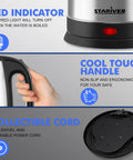 Image showing features of Two And A Half Liter Electric Kettle For Big Family Use With Fast Boil Stainless Steel BPA Free Water Heater 2.5L