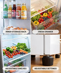 Space Saving 11 Cu Ft Convertible Upright Freezer Plays Nice As A Garage Ready Refrigerator With Freezer interior storage showcasing adjustable shelves and fresh drawer.