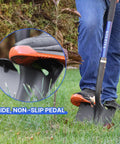 Person using Heavy Duty Shovel With Fiberglass Handle 57 Inch Spade For Gardening, Trenching, Planting And Transferring, Tough As Nails
