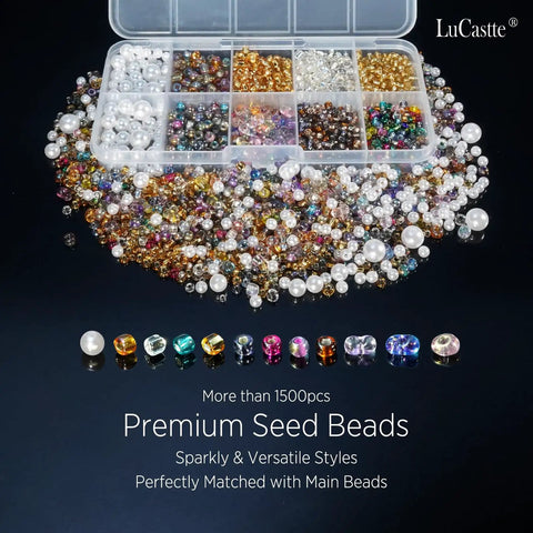 Stellar Beading Designer Kit For Beginners with premium seed beads and organizer box, showing over 1500 colorful beads.