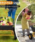 Heavy Duty Dump Cart Wagon With Quick Release Dump 800 Pound Capacity transporting garden produce on lawn