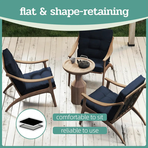 Outdoor Chair Cushions Set Of 2 42x21x4 Inch Cushions For Dining And Rocking Chairs With Ties High Back Comfy Soft Seat Pads