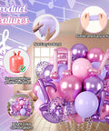 Pink And Purple Music Note Foil Balloons Set, 12 Inch Metallic Balloons Mix for parties with features highlighted