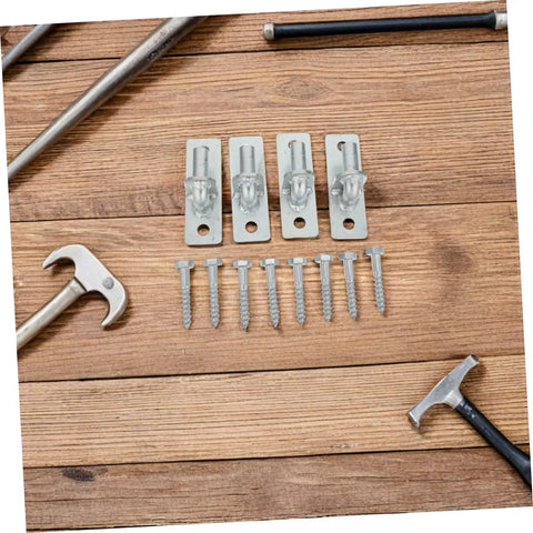 Heavy Duty Wall Mount Gate Hinges 4 Pack Galvanized Iron Frame Weather Proof Design and bolts for fence installation.