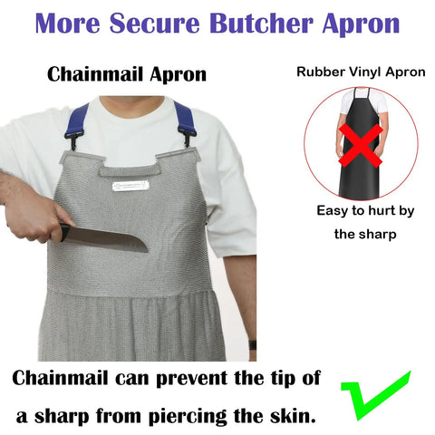 Chainmail Apron For Butchers Heavy Duty Food Grade Cut Resistant Shield With Stainless Steel Mesh And Adjustable Straps