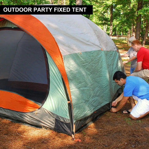 People securing a tent with Beefy Heavy Duty Bungee Cords 12 Pack 12 Inch With Metal Hooks 1/3 Inch Thick UV Resistant