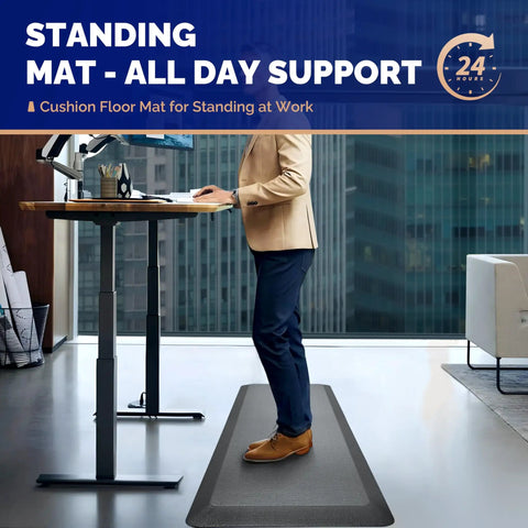 Ultra Thick Anti Fatigue Standing Desk Mat For Home And Office 0.9 Inch Thick Ergonomic Memory Foam Cushion All Day Comfort For Your Feet Knees Back 20 X 39 Inches Gray