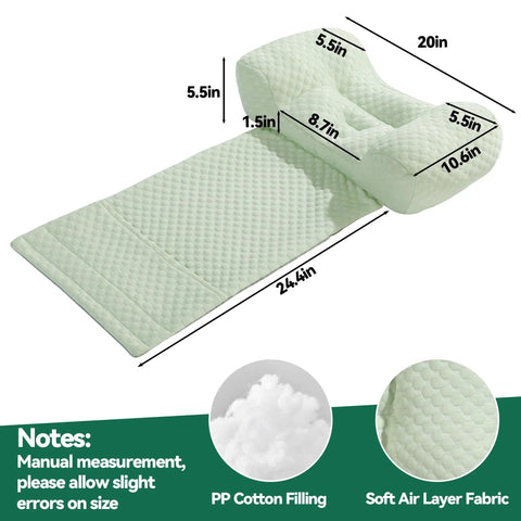 Recliner Neck Pillow With Pocket For Side Sleepers, Headrest Cushion For Neck Pain Relief And Cervical Support, Green, size details
