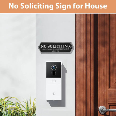 Solid Brass No Soliciting Sign For Home And Office, Do Not Knock Or Ring Bell Wall Plaque, above doorbell, black finish