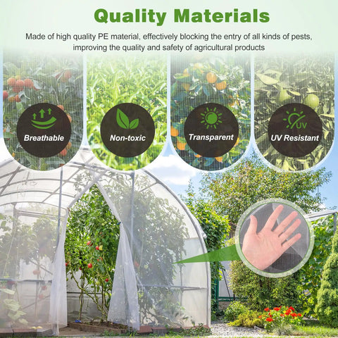 Lightweight Reusable Garden Netting Pest Barrier 10x50 Ft Insect Mesh Pro Grade for raised beds, showing quality materials.