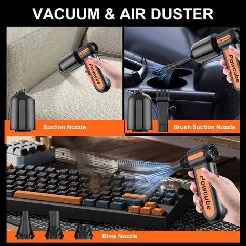 2 In 1 Go Anywhere Cordless Air Duster And Mini Vacuum With 180000RPM Turbo Motor, 16000Pa Suction, 10000mAh Battery in use