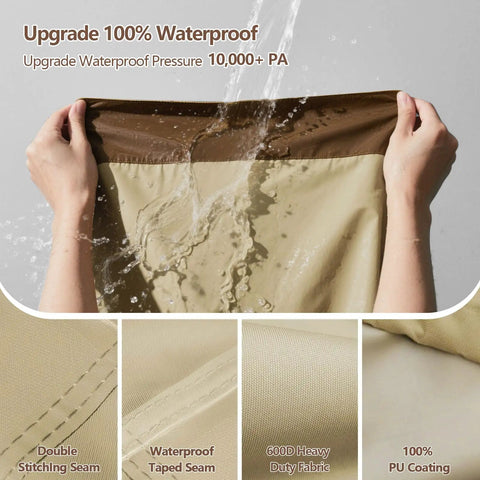 Close-up of Heavy Duty Waterproof 600D Canvas Round Patio Furniture Cover showcasing waterproof fabric and stitching.