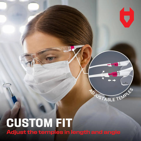 Women's Anti Fog Safety Glasses With Adjustable Frames, One Hundred Percent UV Protection, Scratch Resistant Lenses, ANSI Z87.1 Rated Goggles, Comfortable Wraparound Design For Work, Nursing And Everyday Tasks