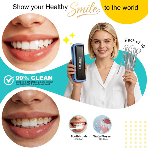 10 Pack Dental Tools Set For Home Use Pro Level Plaque Removal With Mirror Tweezers Tongue Cleaner Various Tooth Scrapers And Dental