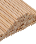 Premium Unfinished Natural Wood Dowel Rods 100 Pack Of Six By One Quarter Inch Smooth Cylinders For Arts And Crafts stacked neatly