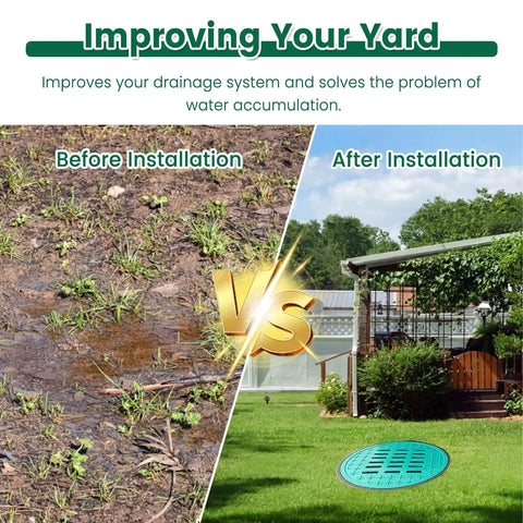 Underground Rain Water Catch Basin With Grate Lid, 25 In 29 In Sump Pump Basin For Yard Landscaping And Backyards installed