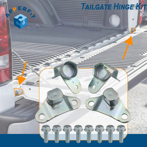 Heavy Duty Tailgate Hinge Kit With Bolts For Rear Gate Door, steel hinges and bolts for 1999-2007 Chevy Silverado GMC Sierra.