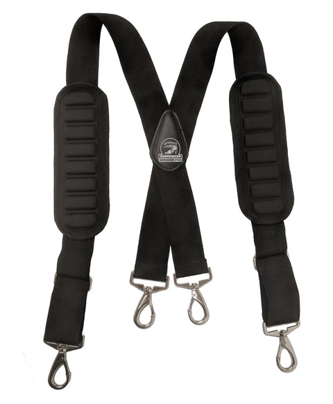 Air Channel Molded Suspenders With Spring Hooks For Tool Belts, thick foam pads, adjustable, Duratek nylon, Contractor Pro