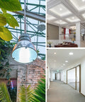 Powerful 100W Outdoor Par38 LED Flood Light 1250lm 5000K illuminating indoor and outdoor spaces, showcasing versatility in use.