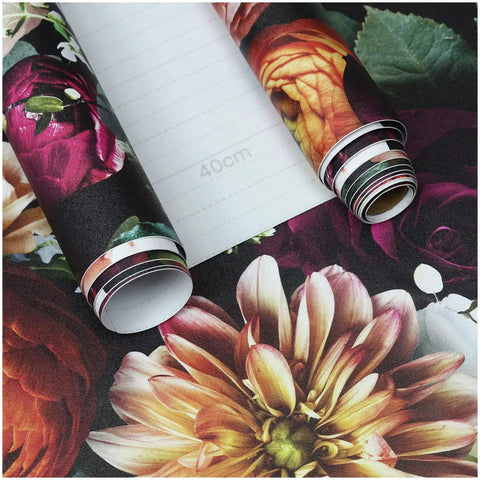 Peel And Stick Floral Wallpaper With Rose And Daisy Pattern Removable Self Adhesive Mural For Walls Easy Install rolls close-up