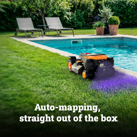 Landroid Vision Cloud 4WD Robot Lawn Mower No Perimeter Wire For One Acre With AI Obstacle Avoidance Near Pool