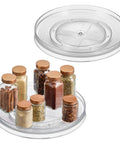 11 Inch Round Lazy Susan Organizer For Kitchen And Pantry Storage Set Of 2 Clear Smooth Rotating Turntables with jars