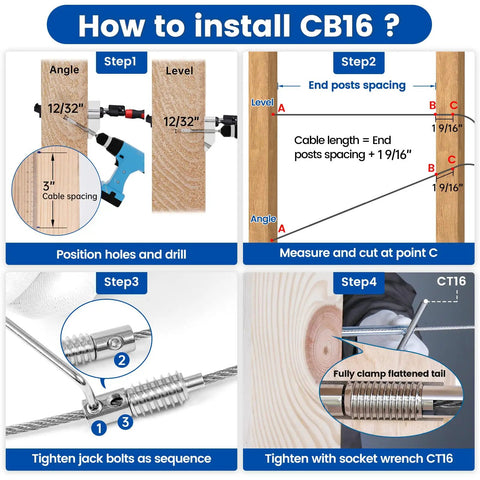 Installation guide for Twenty Pack One Eighth Inch Swageless Invisible Cable Railing Kit With Hidden Fittings And Lag Screws.