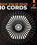 Rubber Bungee Cords With Hooks 10 Pack 9 Inch Heavy Duty Black Tie Down Straps displayed in a circular pattern