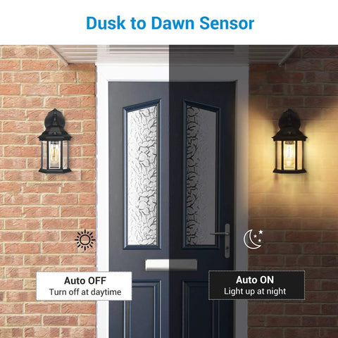 Dusk To Dawn Outdoor Wall Lantern 2 Pack Matte Black Weatherproof Exterior Light Fixture Sconce for Porch with Photocell