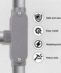 Installed Four Pack Three Quarters Inch Rigid PVC Conduit Body Type T Slip X Slip With Cover And Gasket Gray Tough As Nails Electrical Fittings