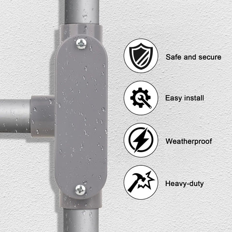 Installed Four Pack Three Quarters Inch Rigid PVC Conduit Body Type T Slip X Slip With Cover And Gasket Gray Tough As Nails Electrical Fittings