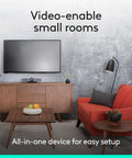 4K Video Conference Camera Rig With Three Built In Mics And 120 Degree Lens For Small Meeting Rooms Smooth Plug And Play Design Delivers Killer Clarity And Room Ready Audio Visual Gear Always On Call Black in modern room setup.