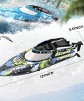 2 Pack 12 Inch Fast RC Boats Reach 30 KPH In Lakes Pools And Salt Water With A Portable Carry Case, yellow and blue boats