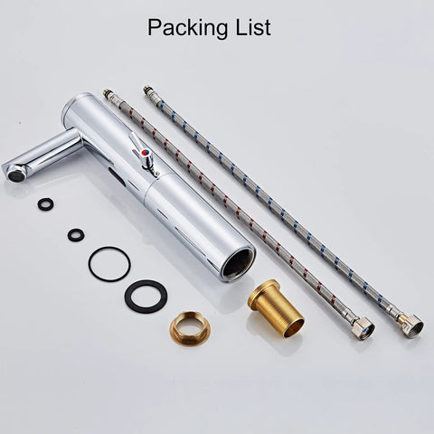 Touchless Bathroom Sink Faucet With Infrared Sensor And Temperature Control Hands Free Tall Body For Commercial Brass Use Adjustable Cold And Hot Water One Hole Single Handle Basin Vessel Auto Water Mixer Chrome Finish parts