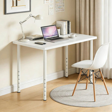 Heavy Duty Adjustable Table Legs 24 To 40 Inch Metal Base With Twist Adjust Leveling Pads Set Of 4 Crisp White Look in modern desk setup.