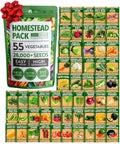 Survival Seed Vault With 55 Heirloom Varieties And 28000 Seeds Non GMO For Year Round Gardening Easy Germination Emergency Food Supply And A Family Friendly Garden Starter Kit For Home Growers And Greenhouse Enthusiasts packaging showing seed packets.