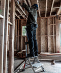 Jumbo Step Aluminum 2 Step Stool Ladder, Lightweight Yet Sturdy With A 375 Pound Duty Rating used for construction work