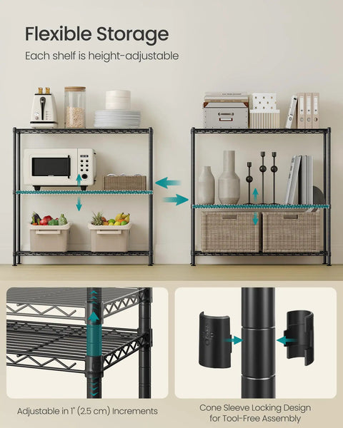 Tough As Nails 3 Tier Bathroom Shelf Heavy Duty Metal Storage Rack For Small Footprints Featuring Level Lock Adjustable Feet And Scratch Resistant Coating For Zero Drama