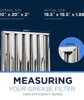 Image showing dimensions of High Efficiency Pro Grade Commercial Kitchen Hood Filter Pack Of 2 For Restaurant Range Hoods, 430 Stainless Steel.