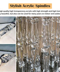 Top Shelf Round Acrylic Staircase Balusters With Rustproof Stainless Steel Brackets, Knockout Clarity Stair Spindles For Porches And Decks, No Sweat Installation 20 Pack 45 Inches showcasing clear acrylic spindles.