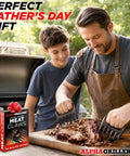 Father and son using Heavy Duty Meat Shredder Claws for Grilling Bear Claws Puller for Pulled Pork And Chicken Shredding